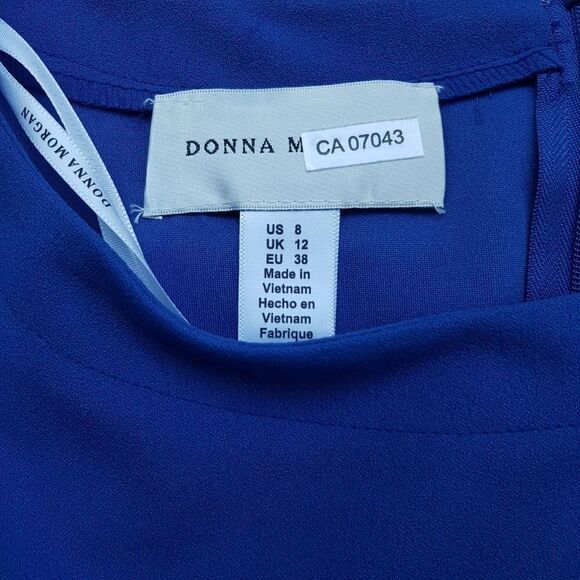 DONNA MORGAN *NWOT* Classic 3/4 Bishop Sleeve Dress Royal Blue Size 8 Stunning - Picture 14 of 16